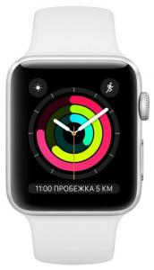 Apple Watch Series 3 42mm Silver Aluminum Case with White Sport Band
