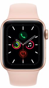 Apple Watch Series 5 44mm Gold Aluminum Case with Pink Sand Sport Band