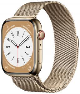 Apple Watch Series 8 45 мм Stainless Steel Case, gold milanese
